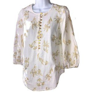 Anthropologie Floret Blouse Embellished Tunic XS